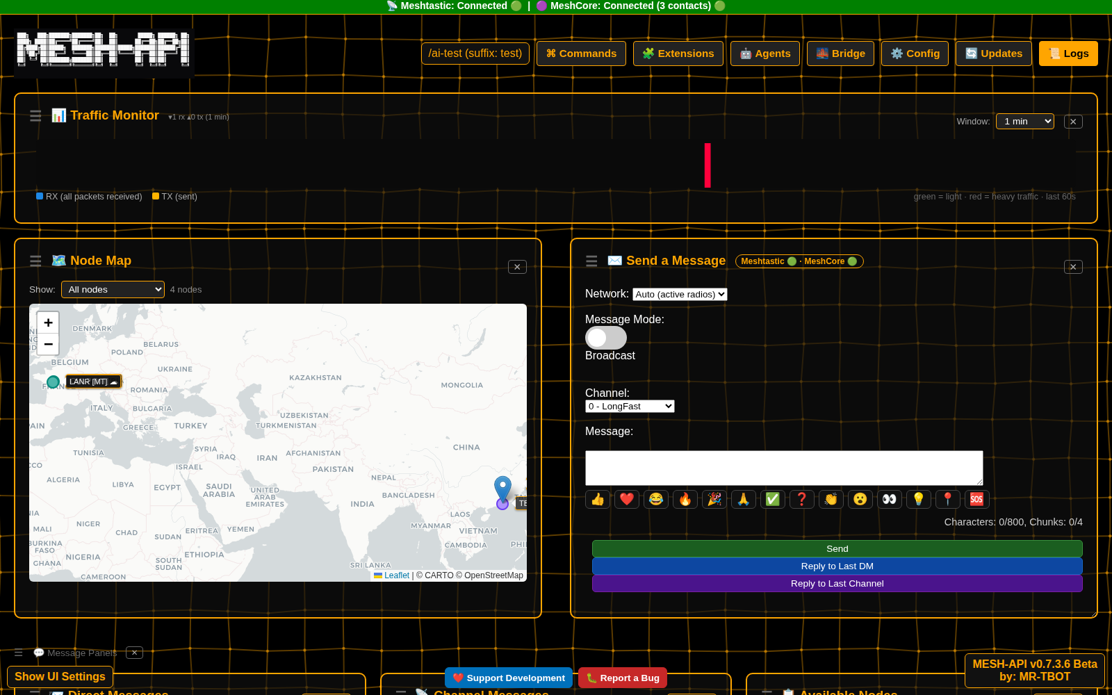 MESH-API WebUI dashboard